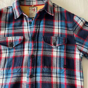 Relwen Brushed Flannel Blanket Shirt Navy/Grey/Red Plaid